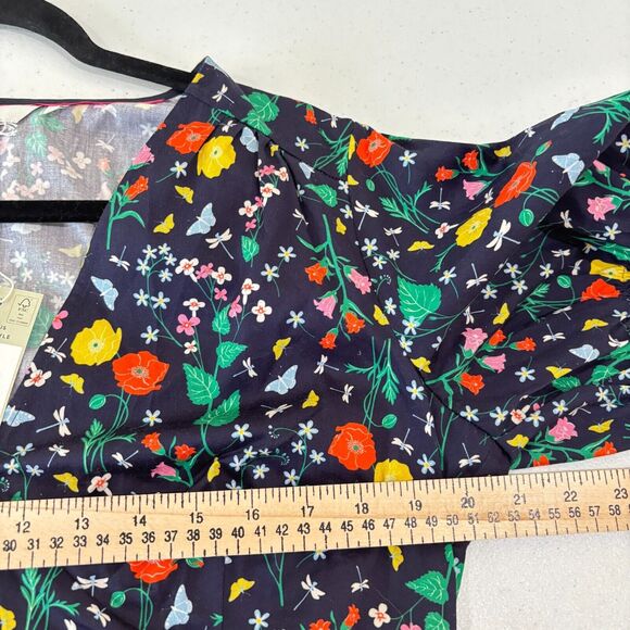 Boden NWT Navy Blue Floral Mini Dress 12 Cotton Puff Sleeves Spring Mod Garden - Picture 7 of 10